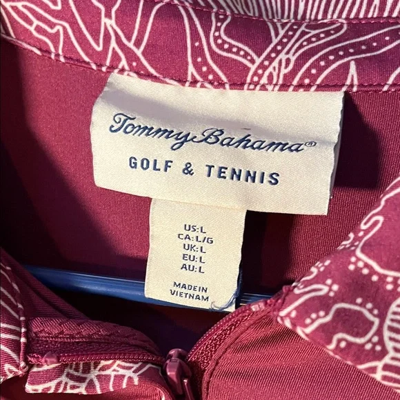 Tommy Bahama Burgundy Floral Button Down Shirt pre loved. - Picture 2 of 3